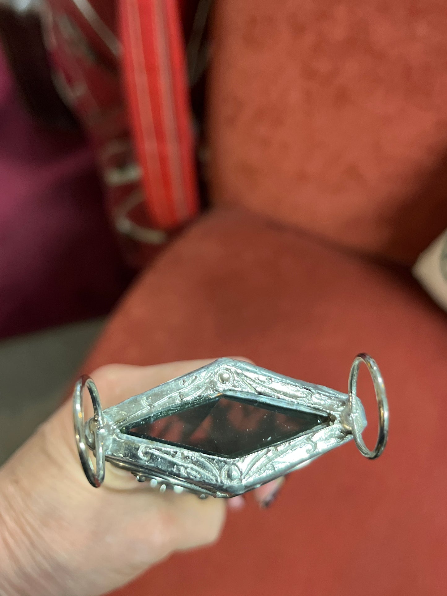 Stunning! Beautiful Vintage Kaleidoscope Purple/Green Stained Glass & Prismatic Oil Wand